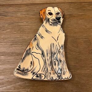 Dogs by Nina Yellow Lab Ceramic Hand Painted Dish Tray Artist Nina Lyman Trinket